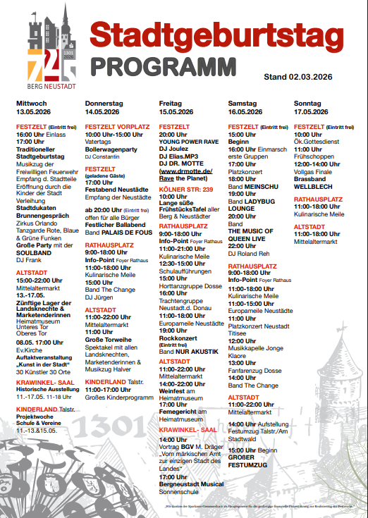 13. - 17.05.2026 Stadtgeburtstag Bergneustadt